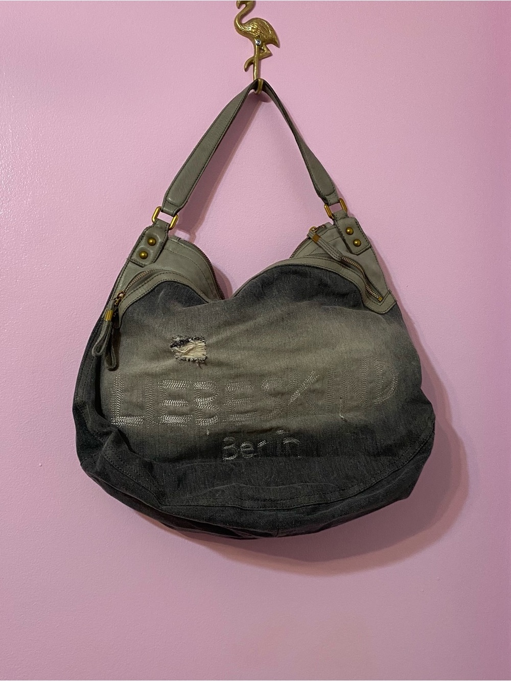 Liebeskind Vega Distressed Denim crossbody shoulder Bag